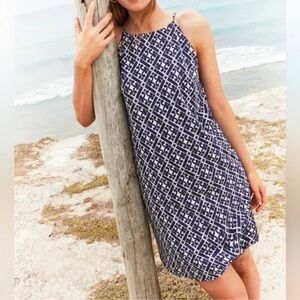 NWT Boden Blue White Racer Neck Jersey Mini Dress 8
